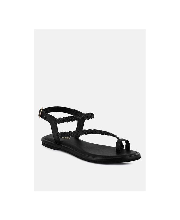 ラグアンドコー レディース シューズ サンダル トール Rag Co STALLONE Womens Braided Flat Sandals Black ブラック