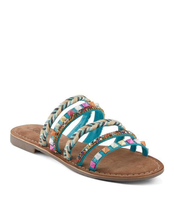 アズーラ レディース シューズ サンダル Azura Intoxicate Womens Flat with Multiple Strap Closure Turquoise multi ターコイズ