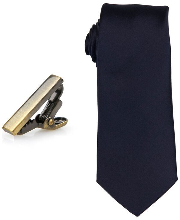 コンストラクト メンズ アクセサリー ネクタイ ConStruct Mensolid Tie 1 Tie Bar Set Ink