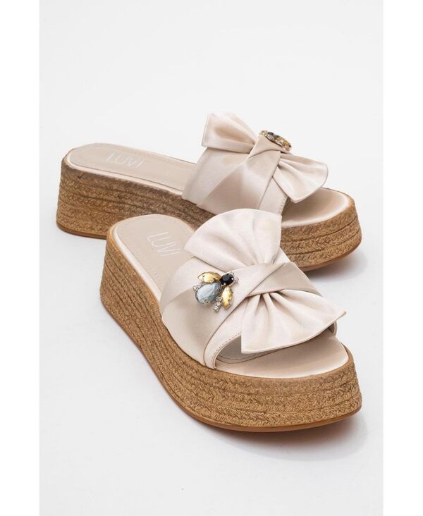 プロローグシューズ レディース サンダル プラットフォーム Prologue Shoeshara Braided Bow Bee Buckle Platform Sandal Women Beige