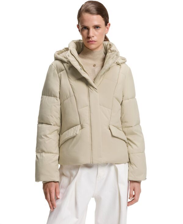 ヒューゴボス レディース アウター ジャケット・ブルゾン Hugo Boss by Womens Hooded Pipedetail Padded Jacket Open Beige ベージュ