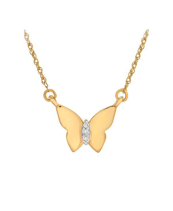 ラップド レディース アクセサリー ネックレス・チョーカー・ペンダントトップ レース Wrappediamond Accent Butterfly 17 Pendant Necklace in 14k