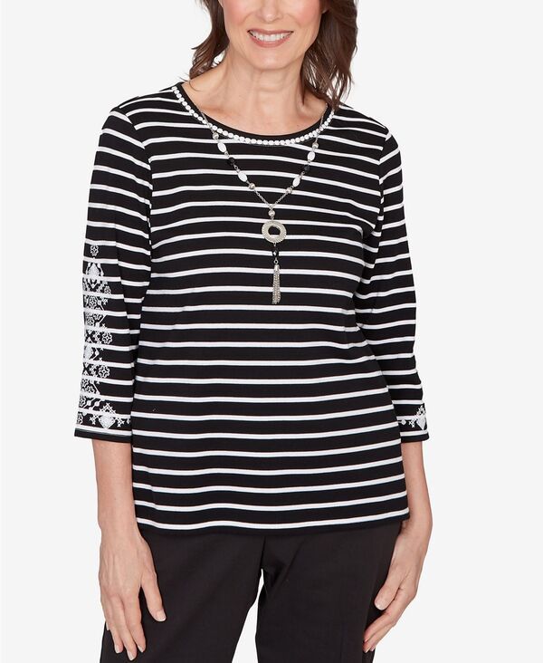 アルフレッド ダナー レディース ボトムス カジュアルパンツ 刺繍 レース Alfredunner Womens Classic Pinstripembroide red Sleeve Top wit