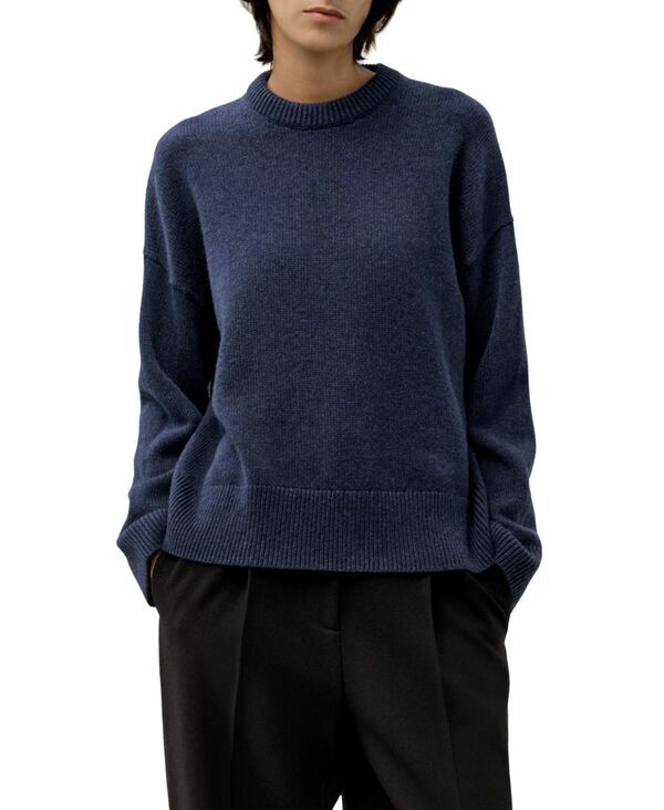 リリーシルク レディース アウター ニット・セーター クルーネック ウール LILYSILK Womens Oversized Crewneck WoolCashmere Sweater Indigo