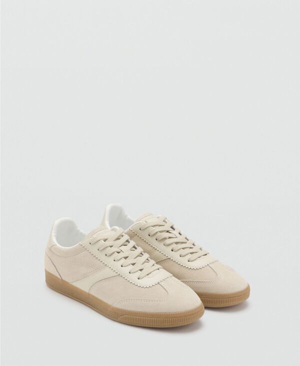 マンゴ レディース シューズ スニーカー レザー MANGO Womens Leather Mixed Sneakersand サンド