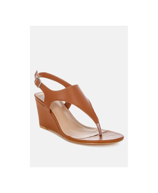 ラグアンドコー レディース シューズ サンダル レザー ヒール Rag Co Rag and Co Womens Wami Realeather Wedge Heel Sandals Tan real