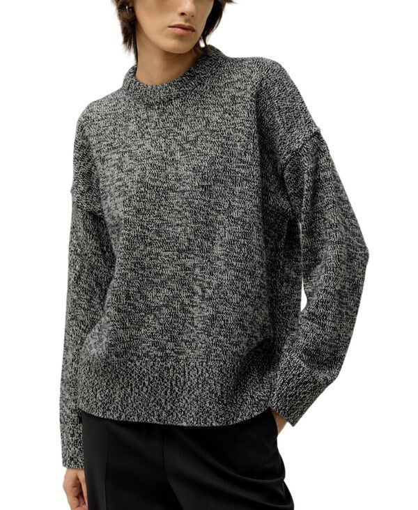 リリーシルク レディース アウター ニット・セーター クルーネック ウール LILYSILK Womens Oversized Crewneck WoolCashmere Sweater Marled
