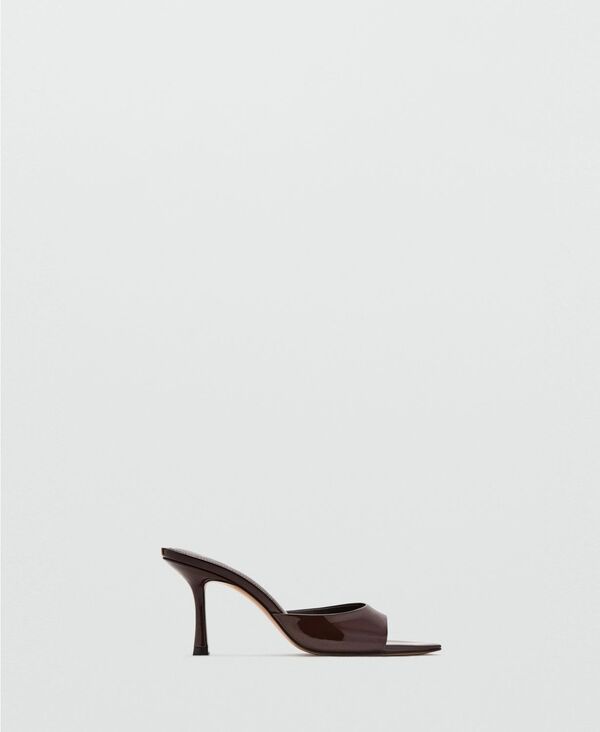 マンゴ レディース シューズ サンダル レザー ヒール MANGO Womens Patent Leather Effect Heeled Sandals Chocolate チョコレート