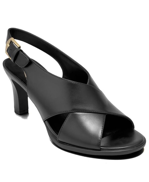 エアロソールズ レディース シューズ サンダル ヒール Aerosoles Womens Hollislingback Heeled Sandals Black Faux Leather ブラック
