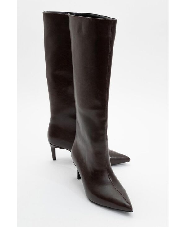 プロローグシューズ レディース ブーツ・レインブーツ ヒール Prologue Shoes Womens Cassandra HighHeel Boot Brown faux leather ブラウン