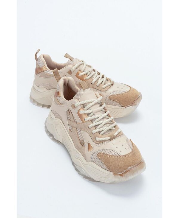 プロローグシューズ レディースニーカー プラットフォーム Prologue Shoes Loretta Platform Sneakers Beige ベージュ