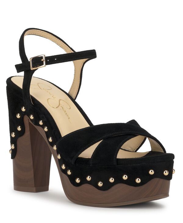 ジェシカシンプソン レディース シューズ サンダル プラットフォーム Jessica Simpson Womensamintia Studded Wooden Platform Sandals Bla
