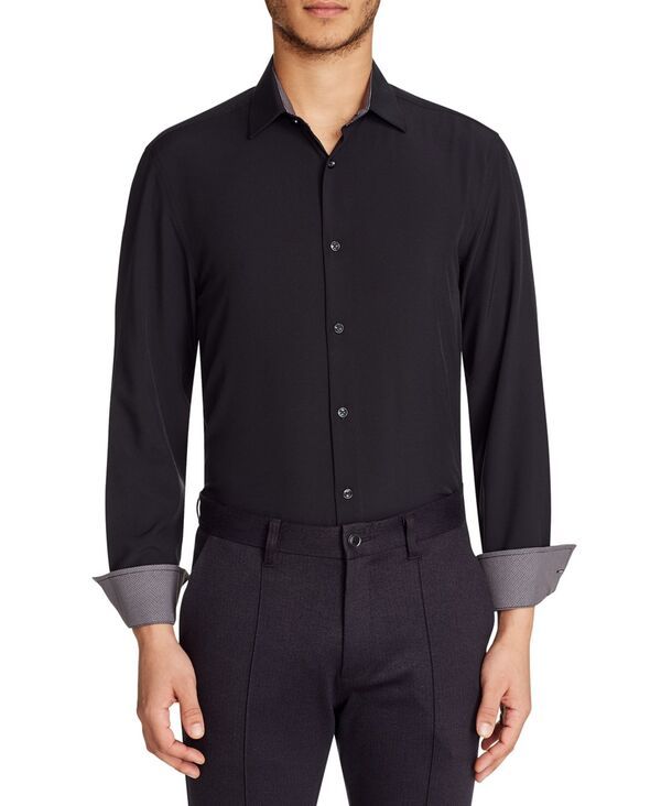 コンストラクト メンズ トップス シャツ ConStruct MenslimFit Solid Performance Stretch Cooling Comfort Dresshirt Black