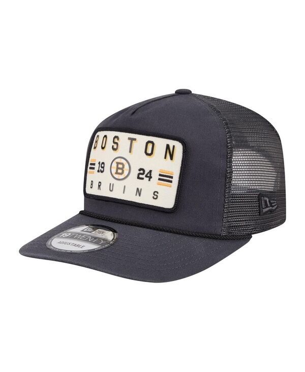ニューエラ メンズ アクセサリー 帽子 New Era Mens Charcoal Boston Bruins Washed Patch 19TWENTY Trucker Adjustable Hat