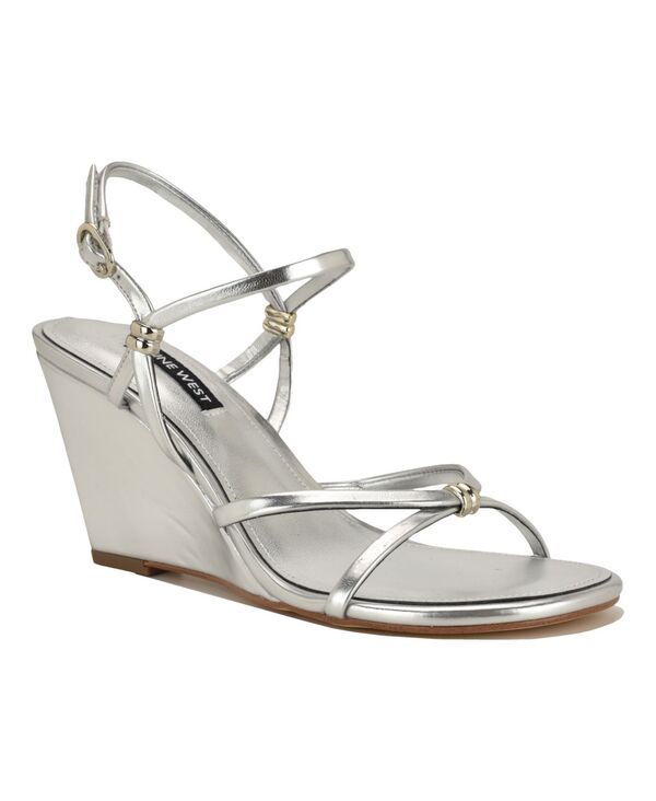 ナインウェスト レディース シューズ サンダル Nine West Womens Devva Strappy Ornamented Wedge Dressandal silver シルバー