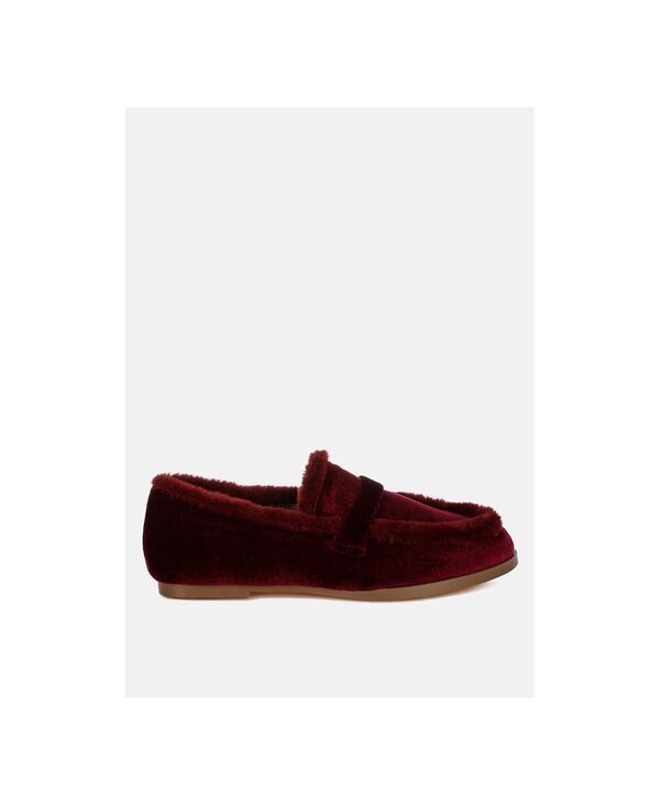ラグアンドコー レディース シューズ スリッポン・ローファー ベルベット Rag Co Rag and Co Womens Bastian Fur Detail Velvet Loafers Medi