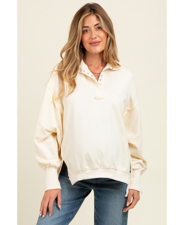 ピンクブラッシュ レディース アウター パーカー・スウェット シャツ マタニティ Pinkblush Maternity Cream Snap Button Pullover Henley Mater