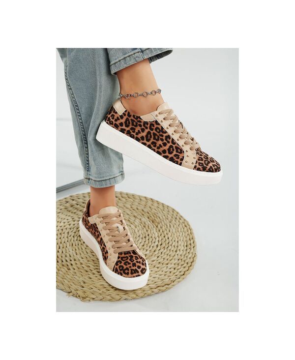 ラグアンドコー レディース シューズ スニーカー プリント Rag Co Rag and Co Womens Flippin Studded Leopard Print Chunky Sneakers