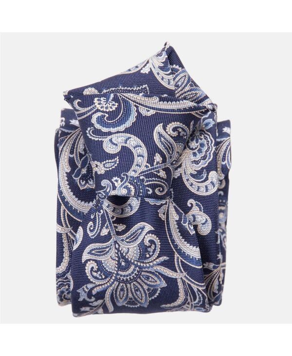 エリザベッタ メンズ アクセサリー ネクタイ プリント シルク Elizabetta Novara Printed Silk Tie for Menavy ネイビー