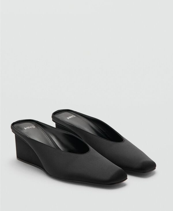 マンゴ レディース シューズ サンダル MANGO Womensquare Toe Wedge Shoes Black ブラック