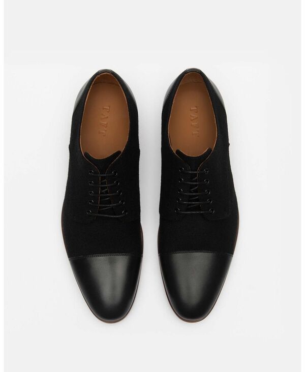タフト メンズ シューズ スニーカー ウール ベルベット レザー Taft Mens Jack Handcrafted Leather Velvet and Wool Dresshoes Black