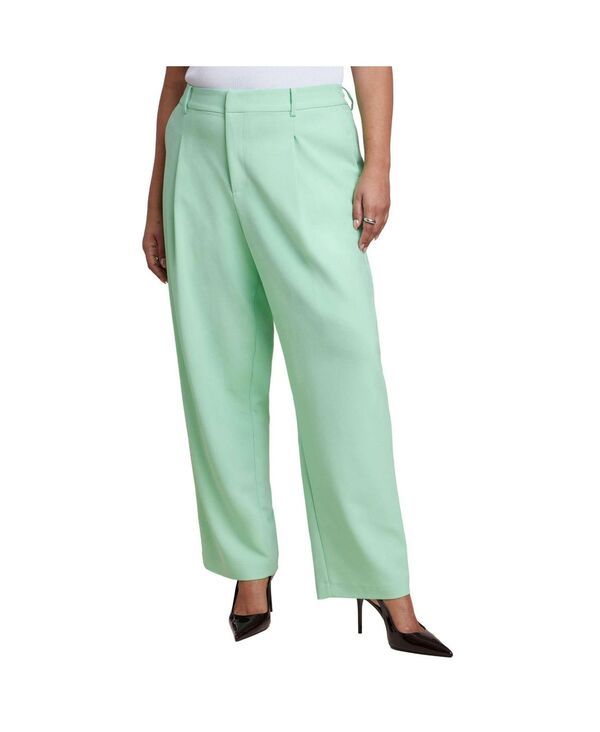 エロクイ レディース ボトムス カジュアルパンツ ストレート プラスサイズ ELOQUII Womens Plusize Straight Leg Trouser Green ash アッシュ