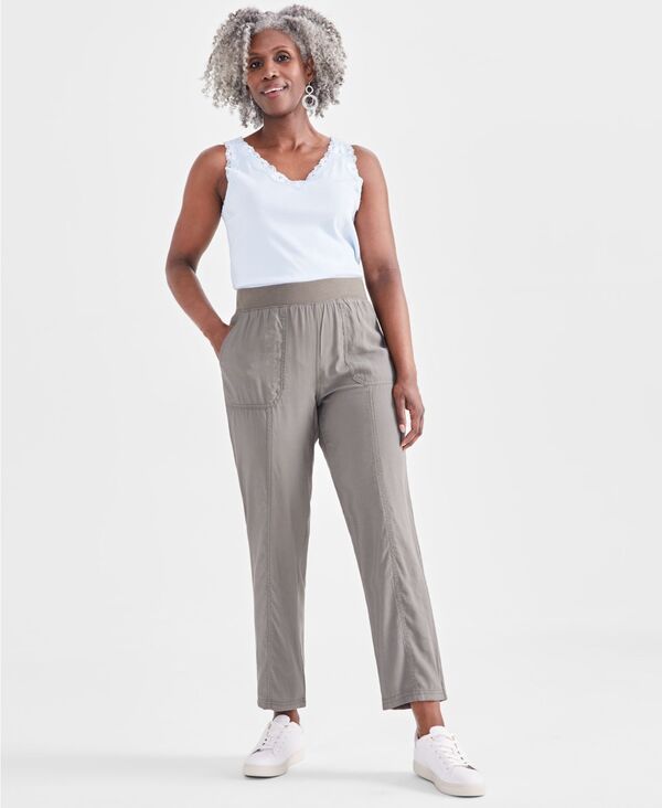 スタイルアンドコー レディース ボトムス カジュアルパンツ プチ アンクル Style Co Petite Mid Rise PullOn Ankle Pants Olive Drab オリーブ