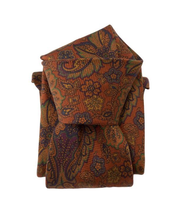 エリザベッタ メンズ アクセサリー ネクタイ プリント シルク Elizabetta Trevi Printed Silk Tie for Men Ginger