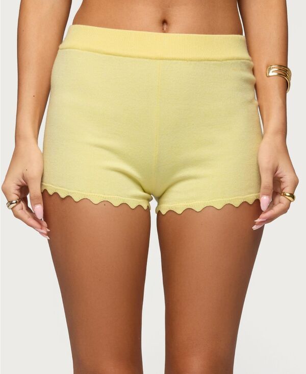 アディクテッド レディース ボトムス ハーフパンツ・ショーツ ショートパンツ ニット Edikted Womens Rosie Scalloped Knit Shorts Yellow イエロー 11,610円