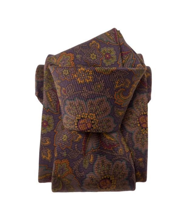 エリザベッタ メンズ アクセサリー ネクタイ プリント シルク Elizabetta Trevi Printed Silk Tie for Men Plum プラム