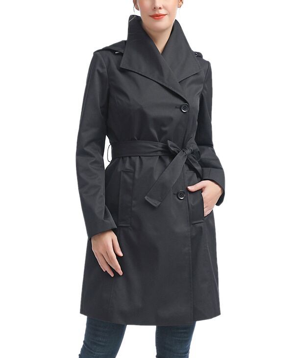 キミアンドカイ レディース アウター ジャケット・ブルゾン コート Womens kimi kai Wing Collar Hooded Trench Coat Black ブラック