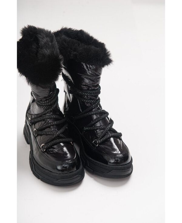 プロローグシューズ レディース ブーツ・レインブーツ Prologue Shoes Rosie Fur Lined Boot Women Black faux leather ブラック