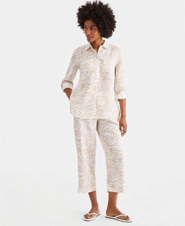 チャータークラブ レディース ボトムス カジュアルパンツ リネン Charter Club Womens 100 Linen Drawstring Pants Zebra Print アニマル