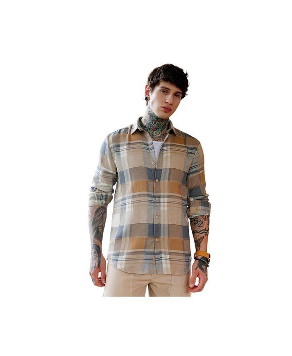 キャンパスストラ メンズ トップス シャツ Campusutra Mens GradientPlaid Regular Shirt Brown ブラウン