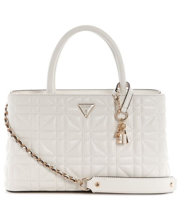 ゲス レディース バッグ GUESS Edita Three Compartment Medium Satchel Handbag White ホワイト