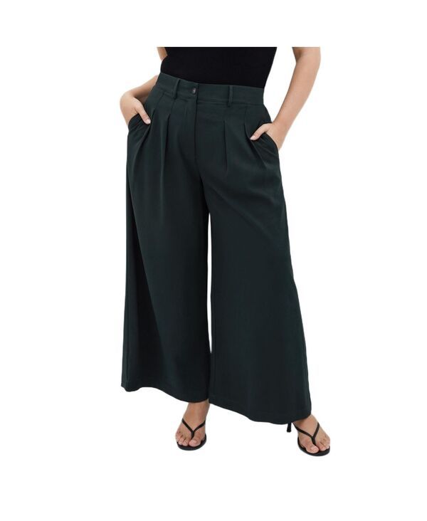 シティーシック レディース ボトムス カジュアルパンツ ワイドレッグ プラスサイズ CITY CHIC Womens Plusize Abbie Wide Leg Pant Deep emerald