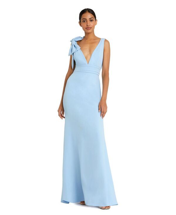 マックダガル レディース トップス ワンピース Vネック プチ ノースリーブ Mac Duggal Petite Sleeveless V Neck Bow Detail Mermaid Gown P