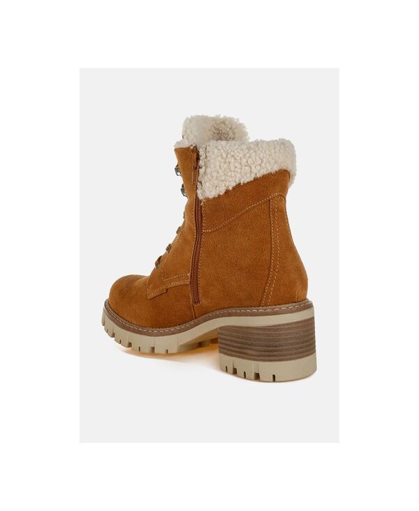 ラグアンドコー レディース シューズ ブーツ・レインブーツ アンクル Rag Co Rag and CO Womens Madoka Fur Collar Chunky Ankle Boots Tan