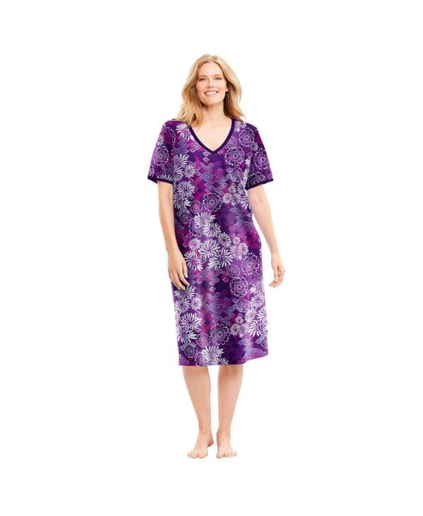 ドリームスアンドコー レディース アンダーウェア ナイトウェア プラスサイズ Dreams Co Plusize Dreams and Co BibFront Short Sleeve Short L 10,110円