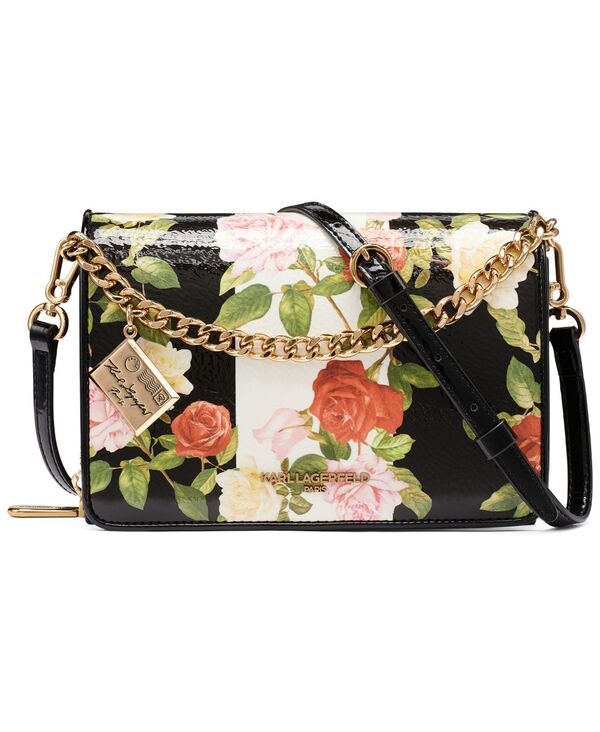 カール ラガーフェルド レディース バッグ ミニ KARLAGERFELD PARIS Lourdes Mini Crossbody Handbag Black Floral ブラック