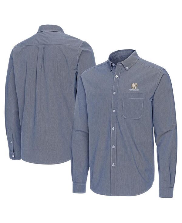 アンティグア メンズ トップス シャツ ダウン Antigua Mens Navy Notre Dame Fighting Irish Porter Woven TriBlend Long Sleev