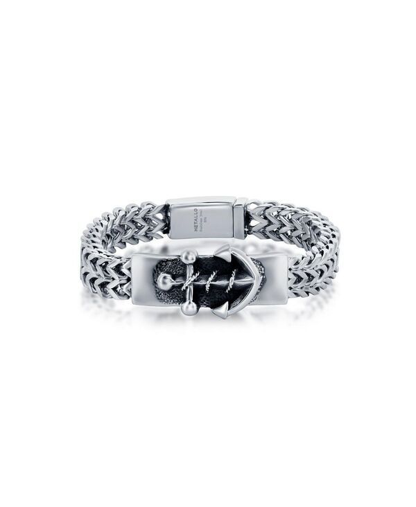 メタロ メンズ アクセサリー ブレスレット・バングル・アンクレット Tシャツ Metallo Menstainlessteel Anchor ID Franco Chain Bracelet Silv