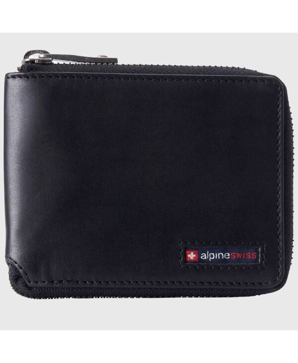 アルパインスイス メンズ アクセサリー 財布 レザー Alpine Swiss Mens Logan Zipper Bifold Wallet AllAround Zip Closure 13 Car