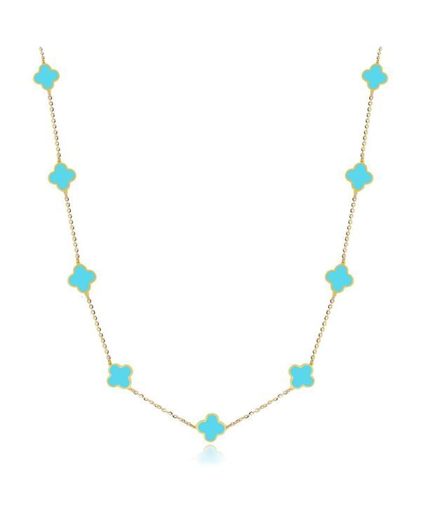 ザ・ラブリー レディース アクセサリー ネックレス・チョーカー・ペンダントトップ ミニ レース The Lovery Mini Turquoise Clover Necklace 14K Yellow