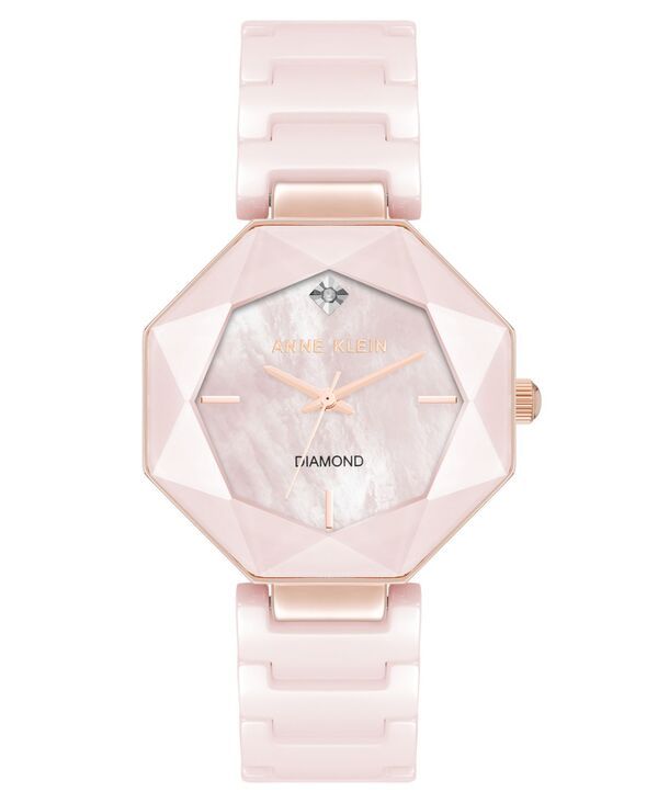 アンクライン レディース アクセサリー 腕時計 Anne Klein Womens Quartz Pink Octagonal Ceramic Watch 32mm Blush Pink ピンク