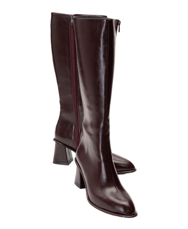 プロローグシューズ レディース ブーツ・レインブーツ ヒール Prologue Shoes Womens Paradis Block Heel Knee High Boot Burgundy faux