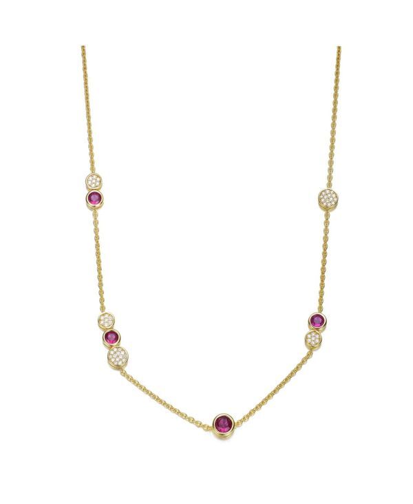 ジジガール レディース アクセサリー ネックレス・チョーカー・ペンダントトップ レース GiGiGirl Sterling Silver 14K Gold Plated Lovely Red and