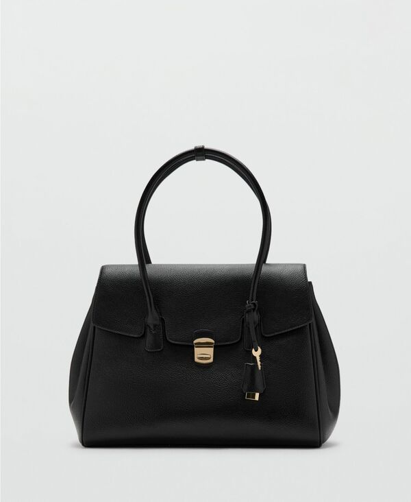 マンゴ レディース バッグ MANGO Womens Medium City Flap Handbag Black ブラック