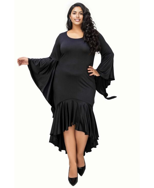 リブド レディース トップス ワンピース プラスサイズ L I V D Plusize Arielle Flowy Mermaid Hem Dress Black ブラック