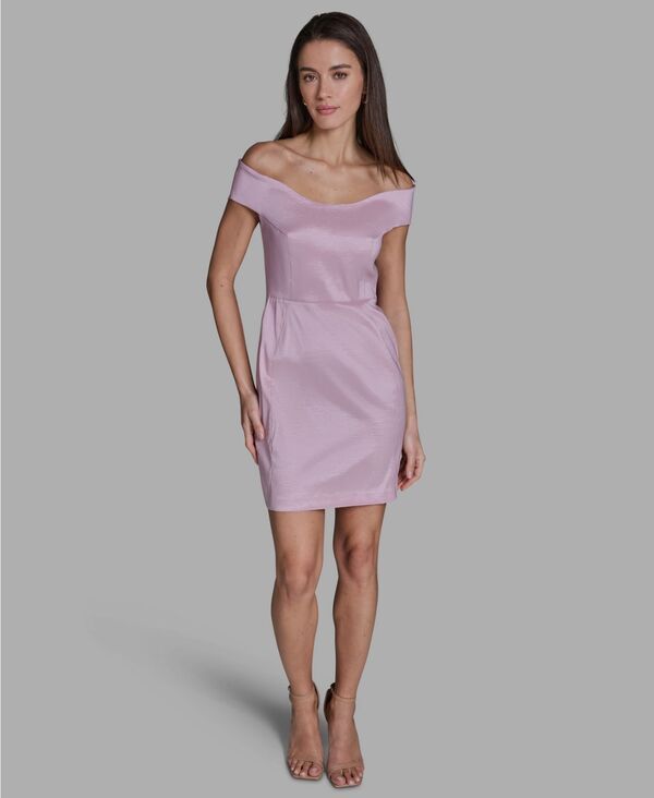 ビーシビージー レディース トップス ワンピース ミニ BCBG Womens Taffeta OffTheShoulder Mini Dress Lilac ライラック
